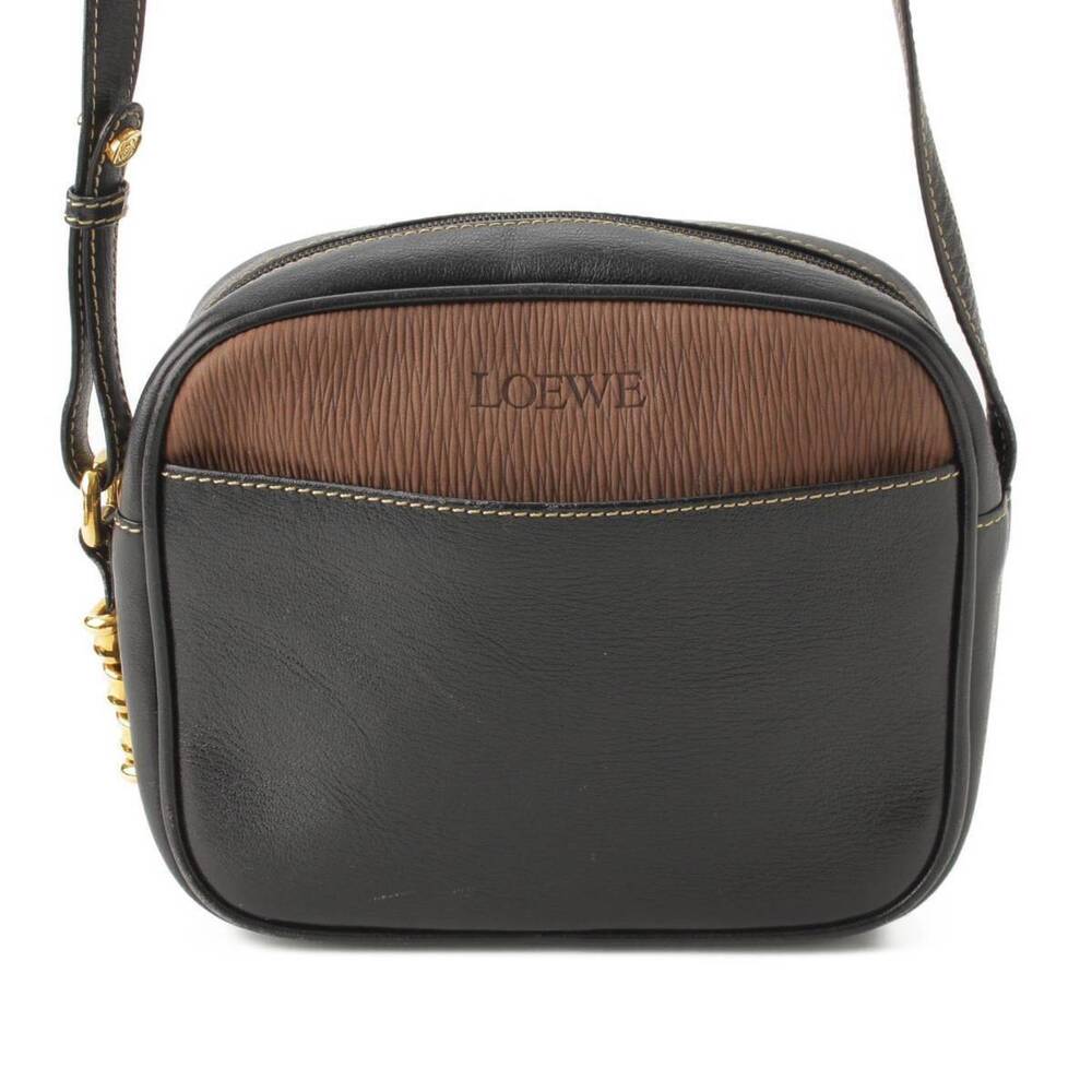 Velzquez Combination Leather Shoulder Bag Black Brown